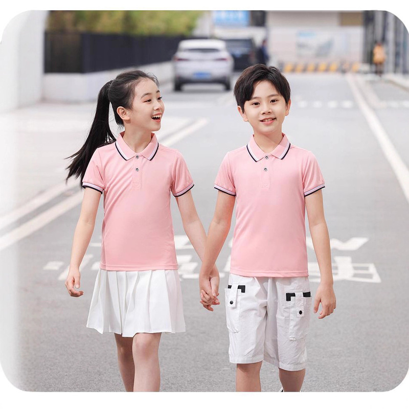 夏子供ラペル半袖ポロシャツ Tシャツ幼稚園服小中学生クラス制服制服カスタムプリントロゴ|undefined
