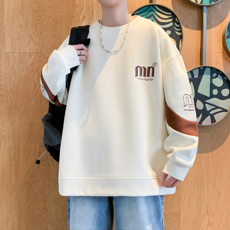 Spring and Autumn Youth Sweatshirts for Boys, Junior High School and High School Students, Handsome Older Children's Men's Long-Sleeved T-Shirts, Loose Tops