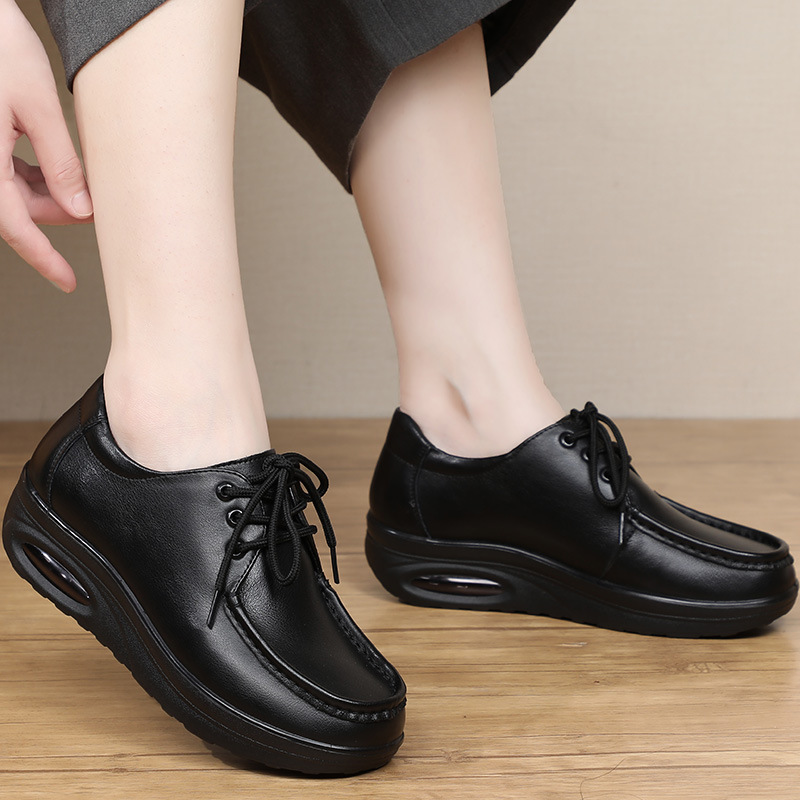 Genuine leather thick-soled single-layer shoes for moms autumn flat comfortable leather shoes Middle heel work shoes for middle-aged women 770079 Genuine leather thick-soled single-layer shoes for moms autumn flat comfortable leather shoes Middle heel work shoes for middle-aged women 770079