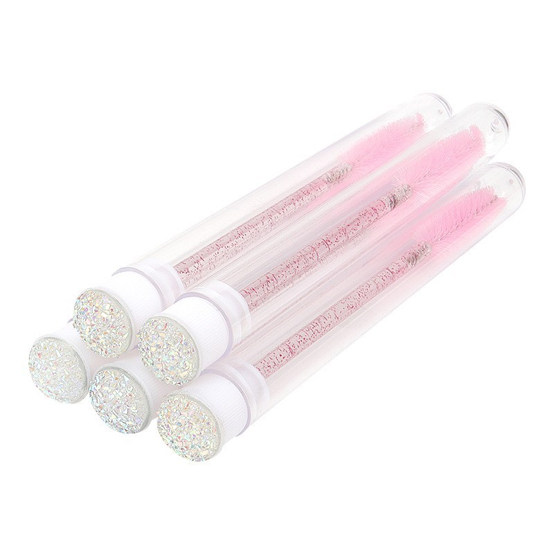 Cepillo para pestañas con tubo perforado, cepillo para pestañas desechable con varilla de cristal, peine para cejas, cepillo para pestañas portátil para maquillaje