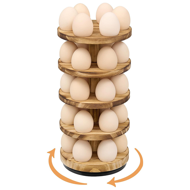 可旋转木质鸡蛋架五层可旋转鸡蛋收纳架复古乡村风鸡蛋存储架