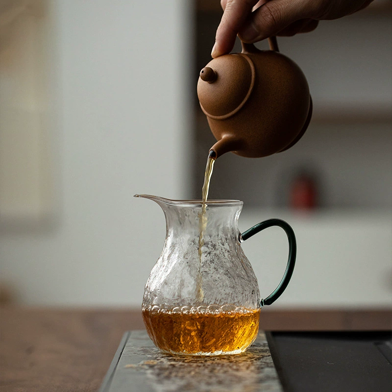 Glass Japanese tea set, capacious handle, tea cup, increased thickness