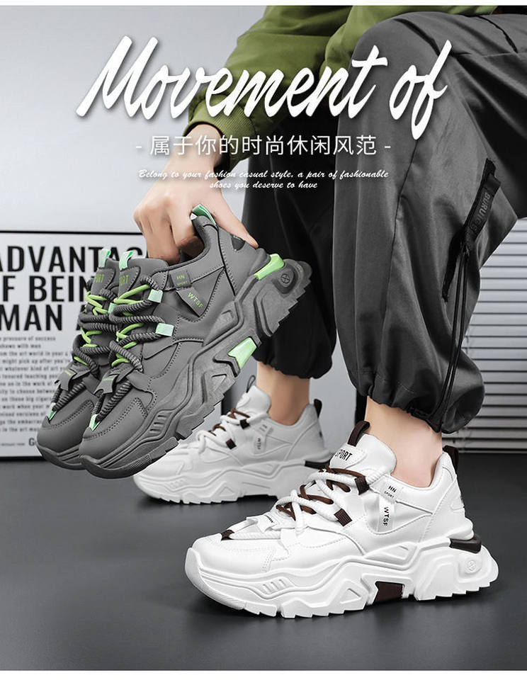 Giày thể thao nam sneaker thoáng khí tăng chiều cao, đế cao su gót thấp 1-3 cm — C118 màu trắng, C118 màu xám chi tiết 5