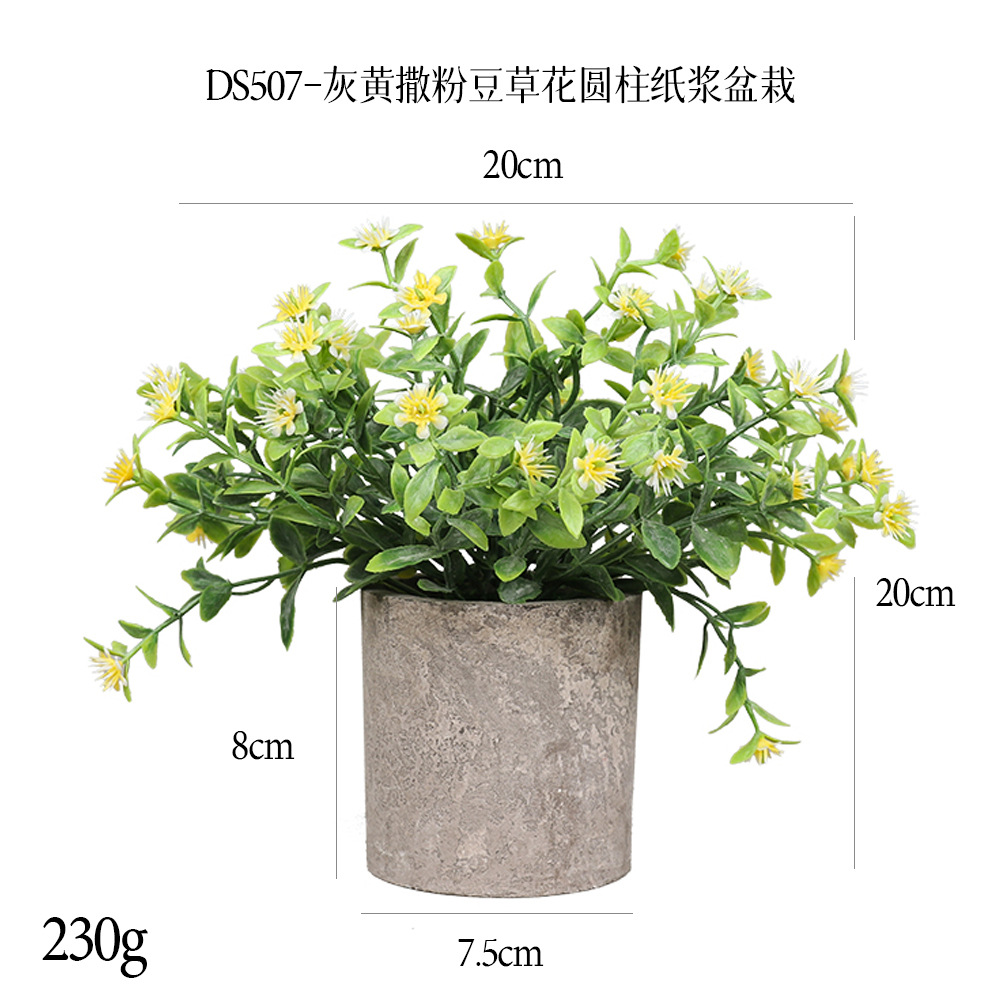Más de 240 combinaciones populares de macetas con plantas verdes artificiales, decoraciones para el hogar, flores artificiales, bonsáis cilíndricos de pulpa de papel.