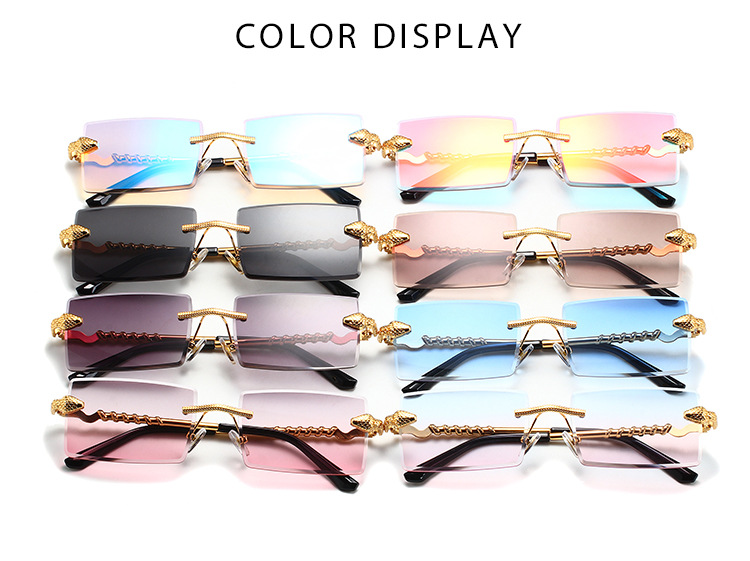 60g Weight Frameless Glasses Structure Sunglasses Classification PC, UV400 Protection Lens Material Square Glasses Style Casual, Daily Occasion Solid Color Pattern Unisex Gender Retro, Simple Style Style Gold, Black Color Retro Simple Style Solid Color PC UV400 Protection Square Frameless Women's Sunglasses 2