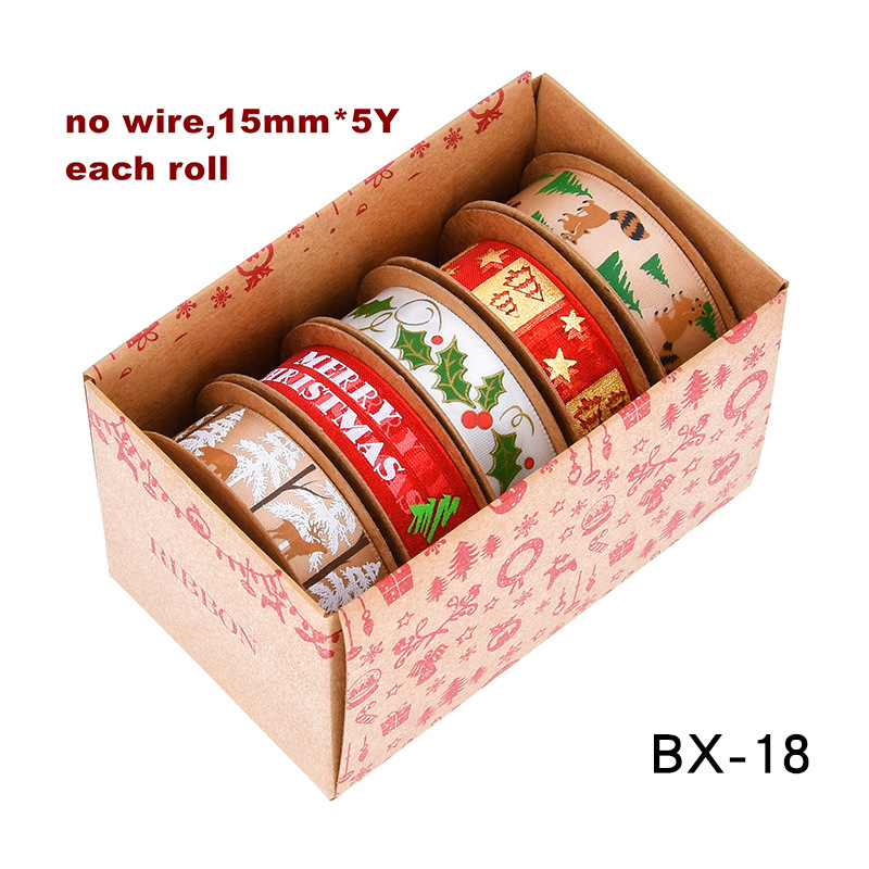 Nuevo transfronterizo Amazon Navidad cinta caja de paquetes de regalos árbol de Navidad decoración oro y plata cinta set