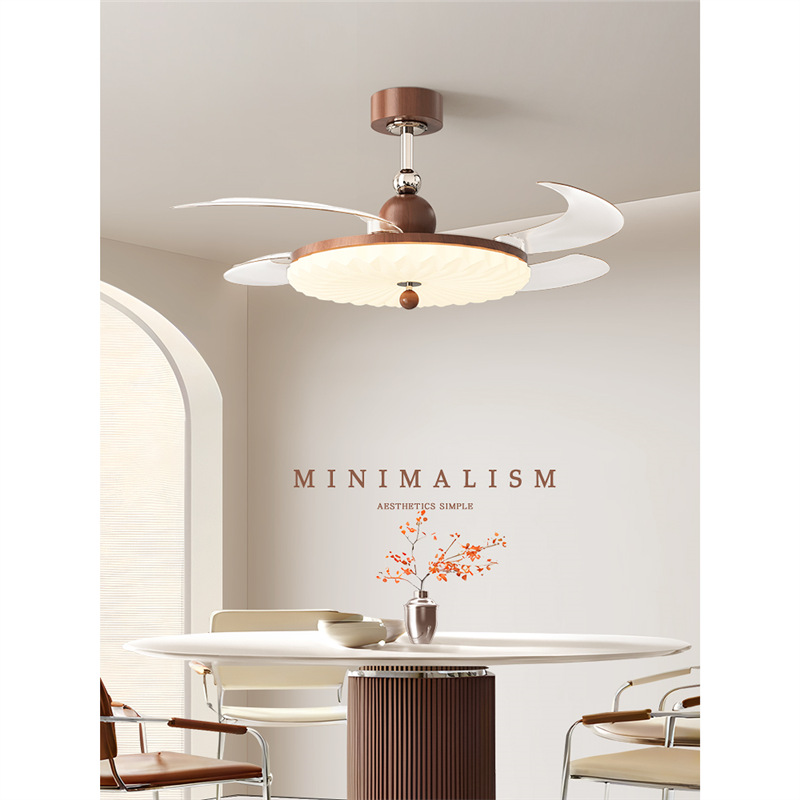 2025 New Simple Smart Invisible Fan Integrated Lamp Cream Style Eye Protection Bedroom Dining Room Lamp Ceiling Fan Lamp