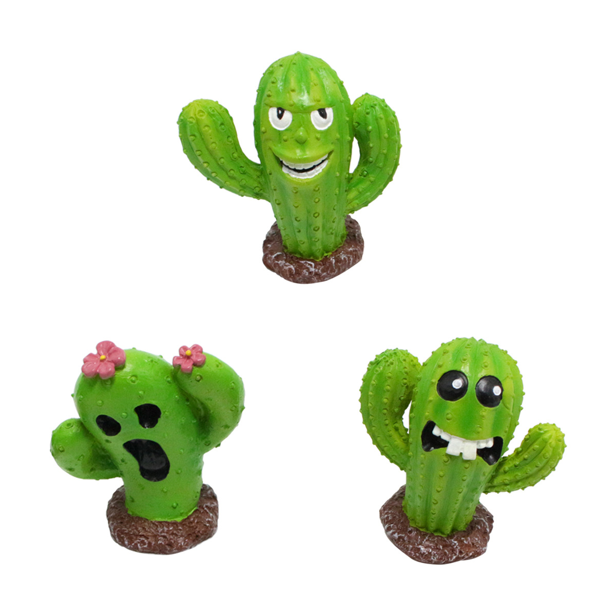 Garden Cactus Monster Set Three Small Ornaments Flower Bonsai Ornaments Fleshy Moss Micro Landscape World Landscape