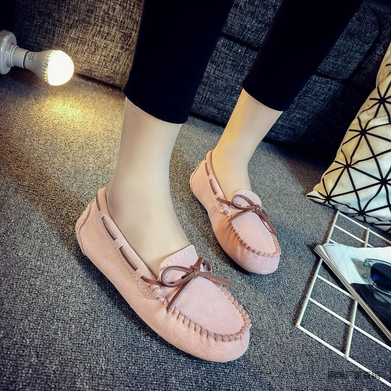 Весенние и осенние новые кожаные бобовые ботинки для женщин больших размеров повседневные студенческие одиночные ботинки плоские ботинки для медсестер