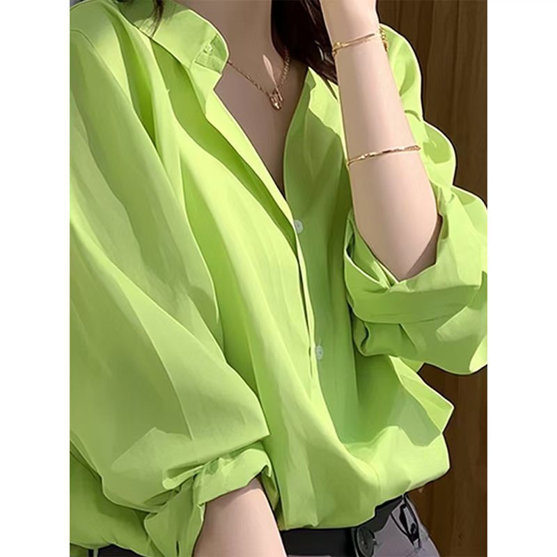 2025 New Spring Tops, Beautiful Street Shirts, Dopamine Fashionable and Versatile Green Shirts