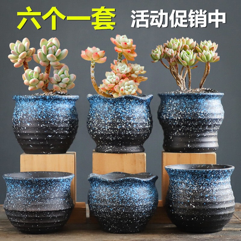 Succulent Flower Pots, Vintage Ceramic Pots of Various Sizes, Creative and Simple Coarse Pottery Flower Pots for Succulent Plants Succulent Flower Pots, Vintage Ceramic Pots of Various Sizes, Creative and Simple Coarse Pottery Flower Pots for Succulent Plants
