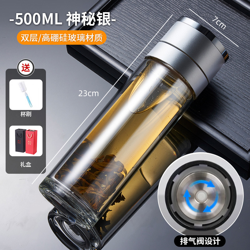 男士泡茶专用杯一键开盖玻璃水杯男2025新款高硼硅防摔防爆茶杯|undefined