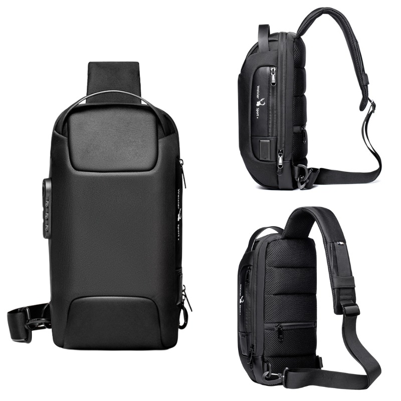 New Chest Bag for Men's Business Commuting Crossbody Bag, Single Shoulder Bag for Men's Chest Bag, USB Charging, Large Capacity Oxford Bag_voghion.com
