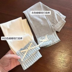女宝宝韩版拼接格子蝴蝶结打底裤2025秋季新款中小童女童外穿长裤