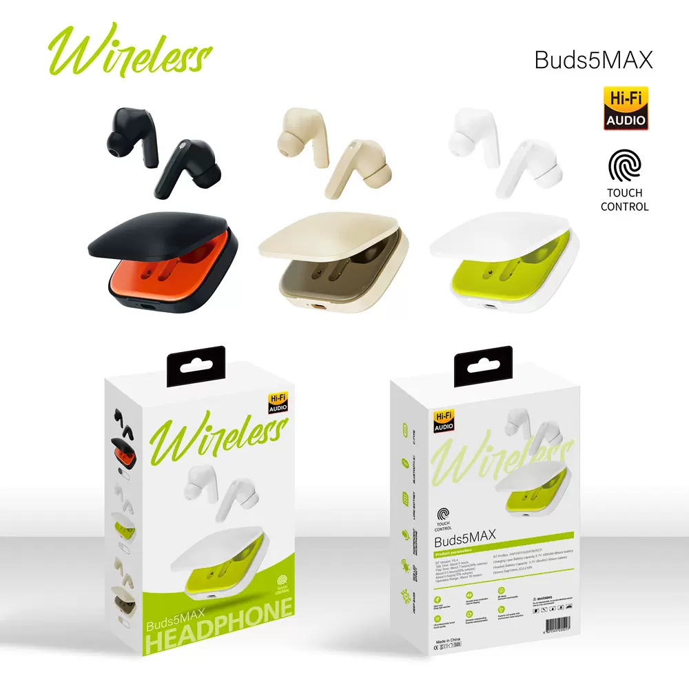 魁音Buds5max新款无线蓝牙耳机TWS双耳真无线入耳式立体声长续航