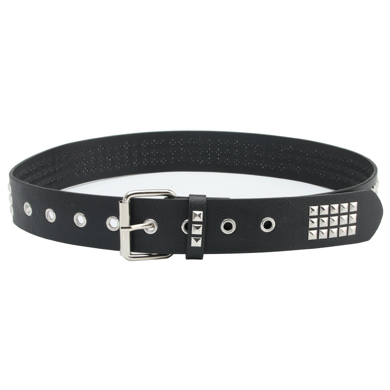 Autumn and Winter New European and American Punk Fashion Versatile Men's and Women's Belts with Square Pyramid Rivets and Jeans Suit Belt_voghion.com