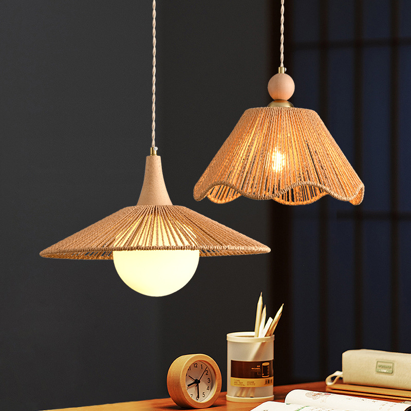 Lámpara de cuerda de cáñamo estilo japonés retro estilo antiguo hotel residencial chino restaurante bar tienda de olla caliente linterna