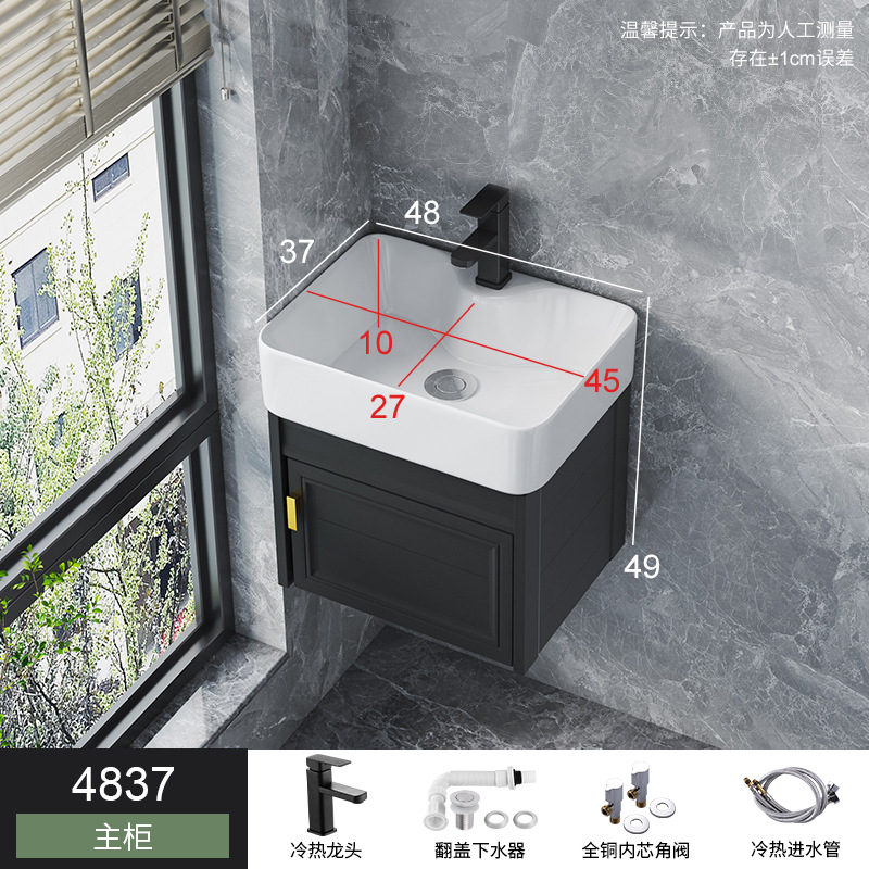 Pequeño espacio apartamento de aluminio gabinete de baño combinación integrada lavabo de cerámica mini lavabo baño lavabo combinación gabinete