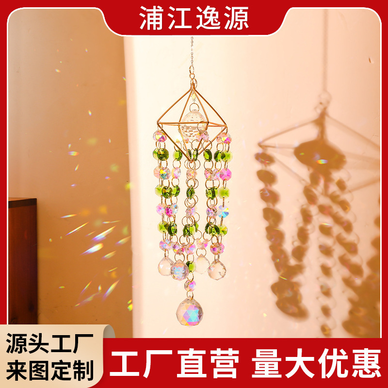 Cross-Border Amazon Sun Catcher Crystal Ornaments Pendant Courtyard Garden Decoration Supplies DIY Wind Chime Wholesale