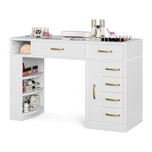 Foreign Trade Hot-Selling Panel Manicure Table Exported to Amazon Multi-Functional White Manicure Table with High-End Design and Storage