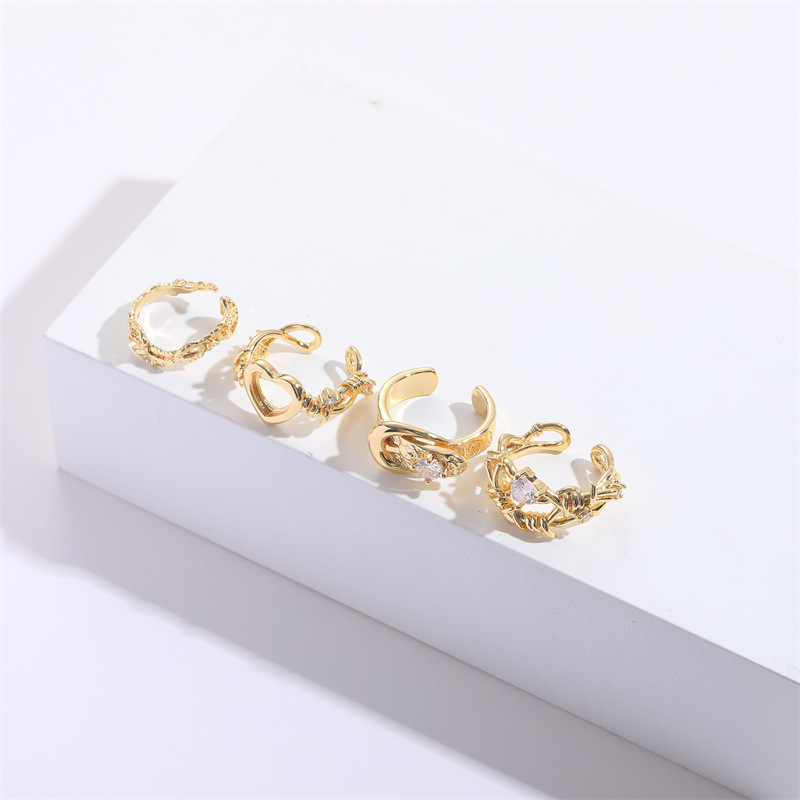 Simple Style Heart Shape Copper Hollow Out Open Ring 1 Piece