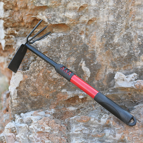 Hardware garden tools, spray-coated steel pipe, extended plastic handle, flower shovel, dual-purpose hoe, five-tooth rake, two-end busy garden shovel