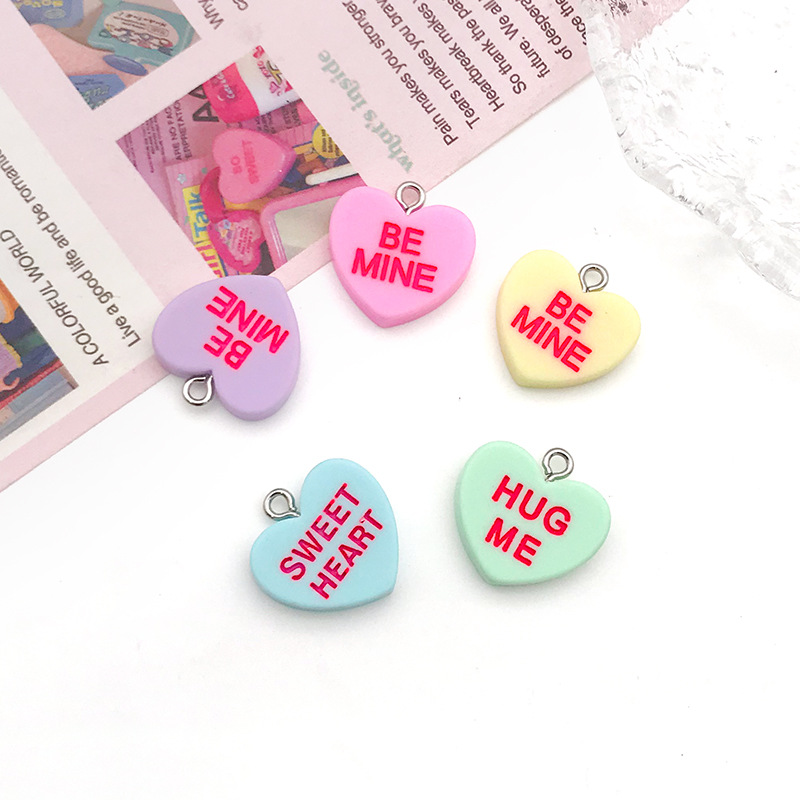 DIY Jewelry Accessories Classification 1 Piece 19 * 19mm Resin Zinc Alloy Letter Heart Shape Polished Pendant