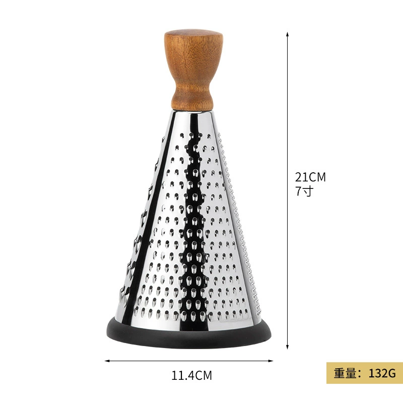 Kitchen supplies Acacia wood vertical stainless steel cone grater 7-inch grater multi-function vegetable cutter planer