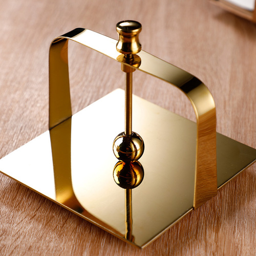 Creative stainless steel paper towel holder square rack restaurant hotel countertop paper towel holder simple napkin holder European style paper press seat