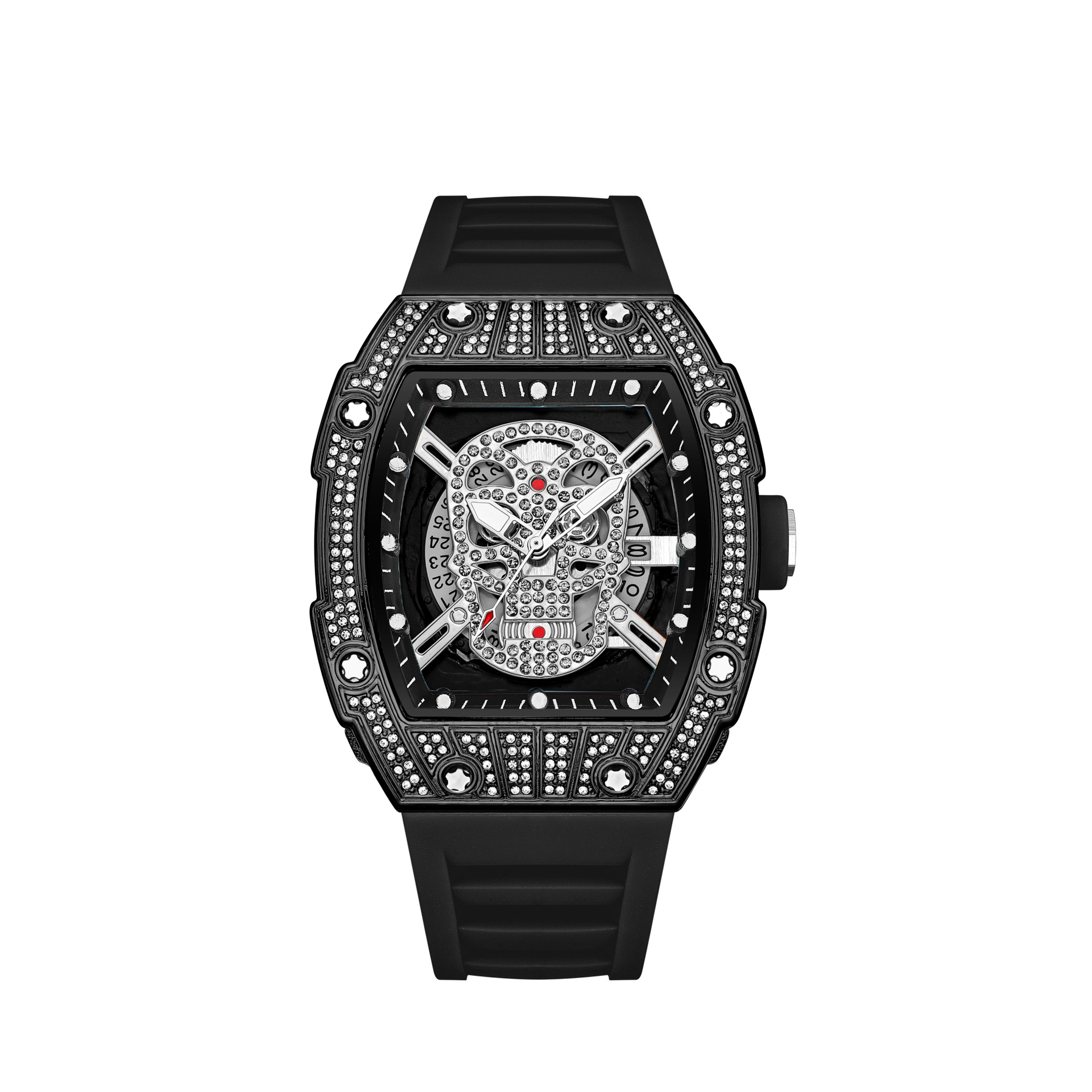 Men's Quartz Watch Starry Sky Diamond Studded Gold Ghost Head Design_voghion.com