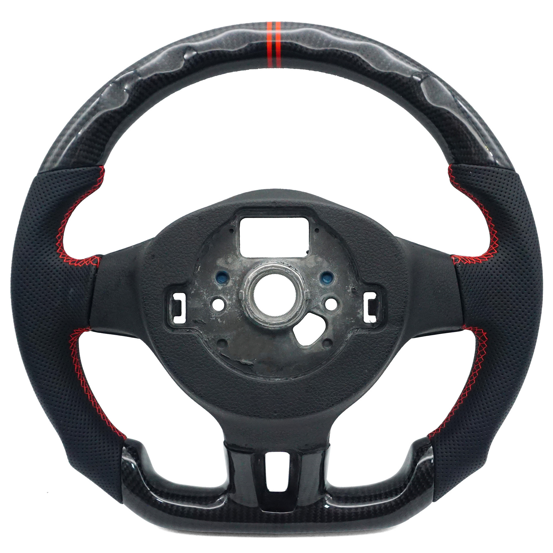 Suitable for Volkswagen Golf 6 Golf Mk6 Carbon Fiber Semi-Perforated Red Line Dual Red Centering Mark Steering Wheel