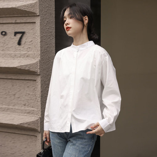 白色长袖衬衫女设计感小众气质通勤2023年新款法式别致上衣小个子