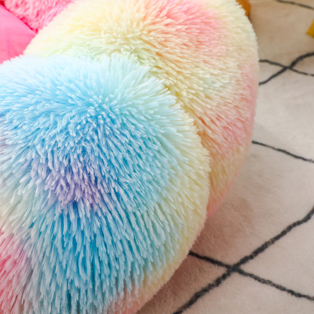 Color colorido felpa nido para mascotas felpa en forma de pétalo cómodo cojín para dormir para gatos cojín creativo antideslizante para mascotas