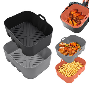 Cross-Border New Product Air Fryer Silicone Baking Pan Food Grade Air Fryer Accessories Square Fryer Baking Pan Silicone Mat
