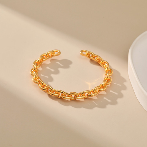 French O-chain bold chain unisex open-hand bracelet personalized retro Hong Kong style minimalist simple circle bracelet