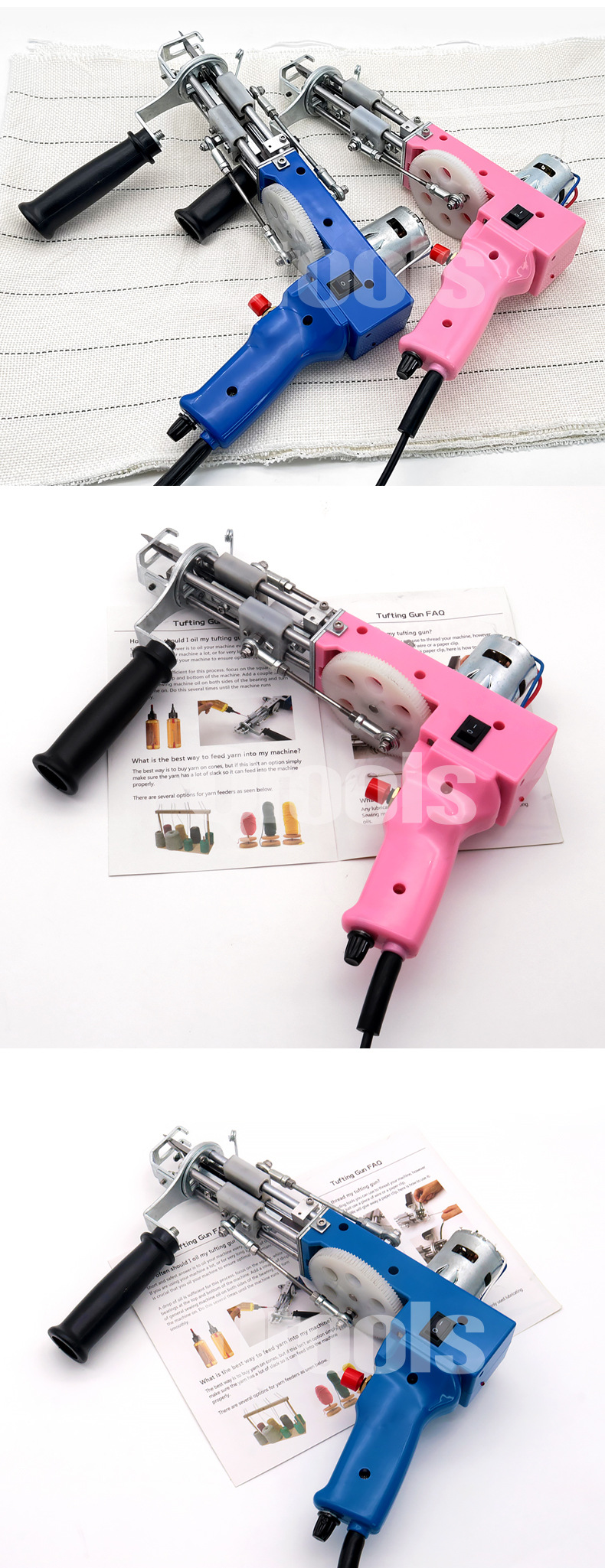 畅销款VK Tufting Gun 簇绒枪二合一割绒\圈绒蓝色地毯织机DIY手-阿里巴巴