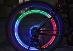 七彩氣嘴燈 風火輪 長款白花七彩風火輪 扇面氣嘴燈 自行車摩托車