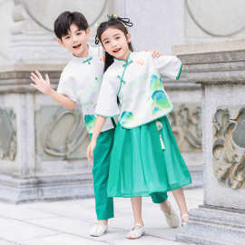 中小学生校服幼儿园园服夏款两件套夏新款服装一年级毕业照表演服