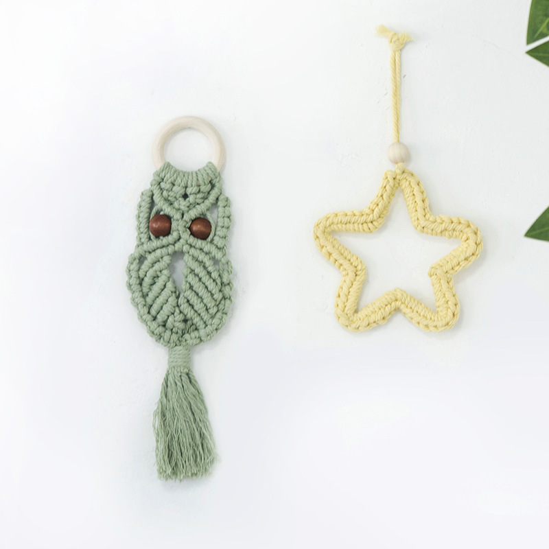 Colgante de cuerda de algodón tejido a mano colgante de búho macarón adornos creativos para el hogar colgante de cuerda de algodón tejido