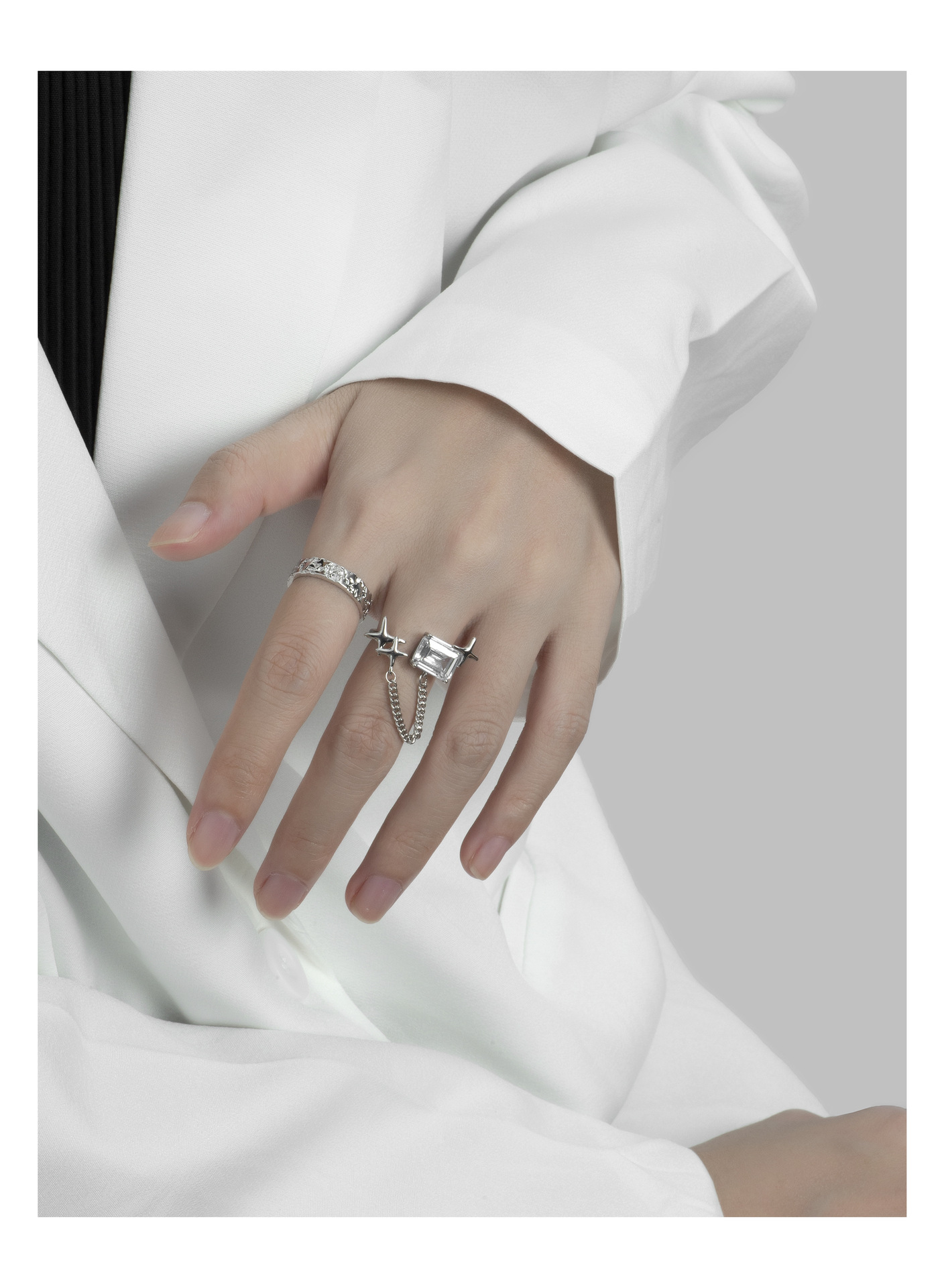 Fashion Geometric Copper Plating Zircon Open Ring