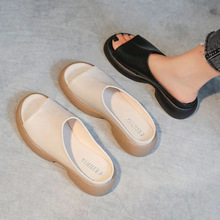 真皮女士拖鞋女外穿2024夏季新款百搭爆款厚底一字拖舒适软底凉拖