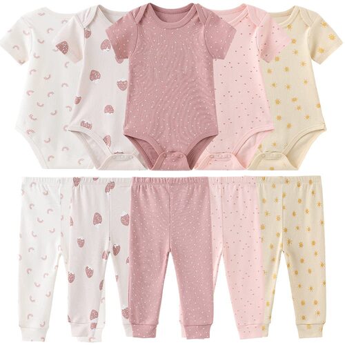 Category A baby jumpsuit air-conditioned pants newborn pure cotton jumpsuit foreign trade children's clothing wholesale cross-border 10-piece set boneless