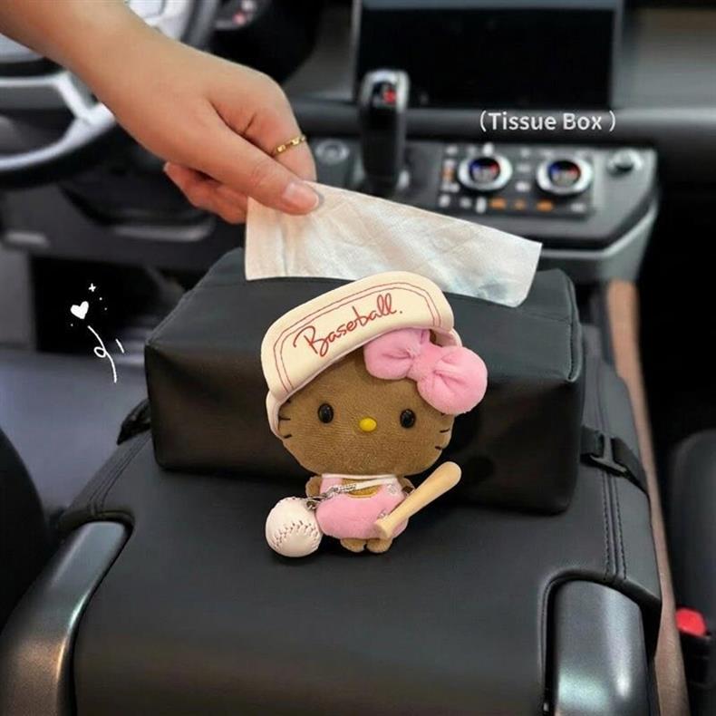 Car Tissue Box for Women, Cute Kt Car Tissue Holder, Hanging Seat Back Bowknot Car Decoration