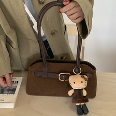 跨境复古鹿皮绒公文包女2025秋冬新款高级感时尚通勤大容量托特包