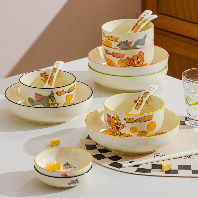 トムとジェリー夏 2025 新製品ジェリー陶器ボウルライスボウルディナープレート漫画かわいい食事ボウルとプレート小さな新鮮な|undefined