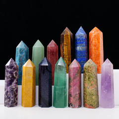 Hot-selling Cross-Border Natural Crystal Hexagonal Single-Point Columns in Multiple Materials—Energy Gemstone Crystal Columns Directly from Manufacturer