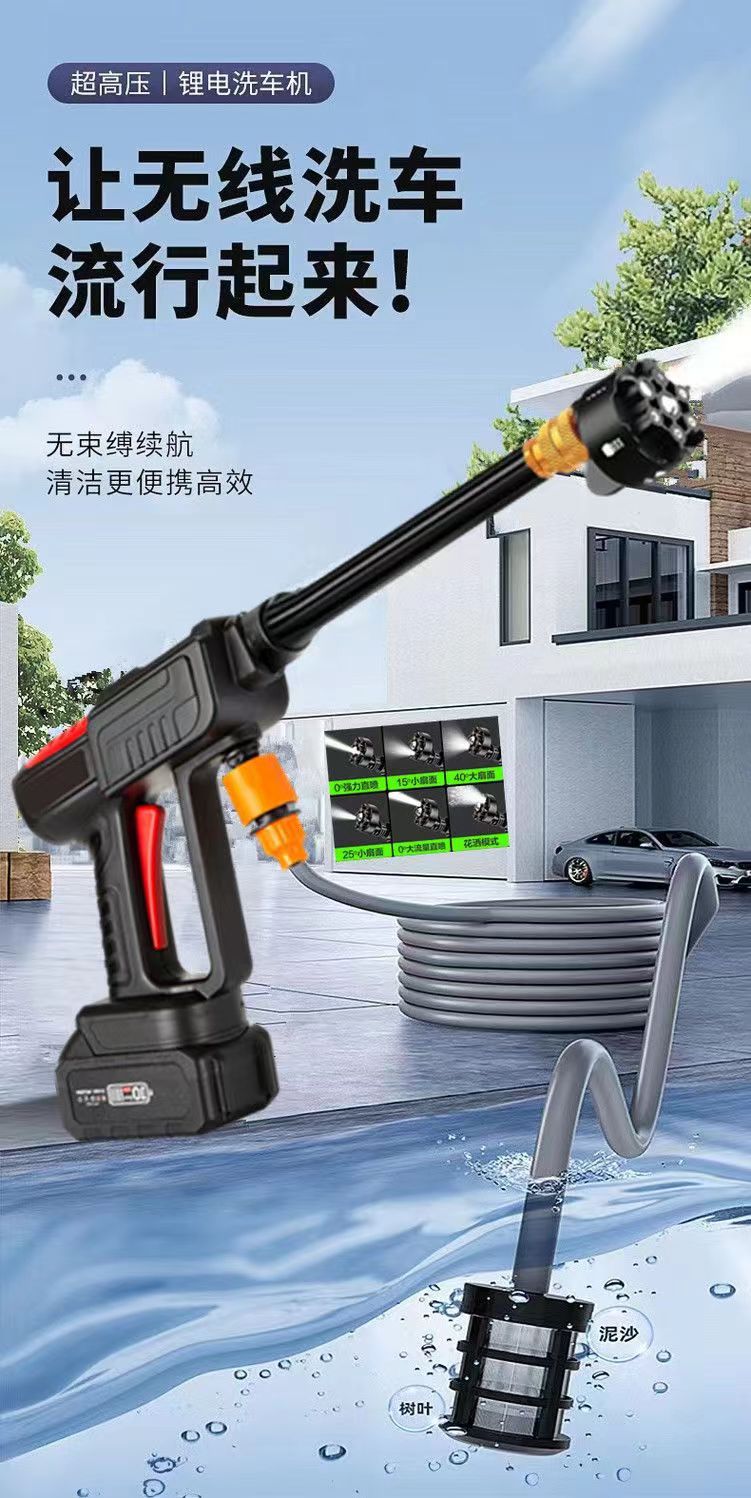 Cordless Lithium Battery Powered Car Washer, Portable High Pressure Washer