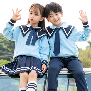 Kindergarten garden clothes teacher clothes four-piece set primary and secondary school students navy collar school uniform first grade class clothes college style suit