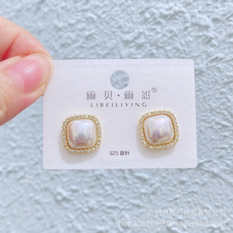 丽银/丽贝丽影新款轻奢耳环精致锆石珍珠蝴蝶结花朵耳钉时髦高级|undefined
