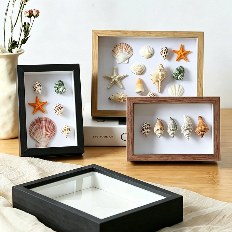 Romantic Beach LED Night Light Atmosphere DIY Shell Hollow Photo Frame Acrylic Painting Decoration Ornaments Special for Gifts